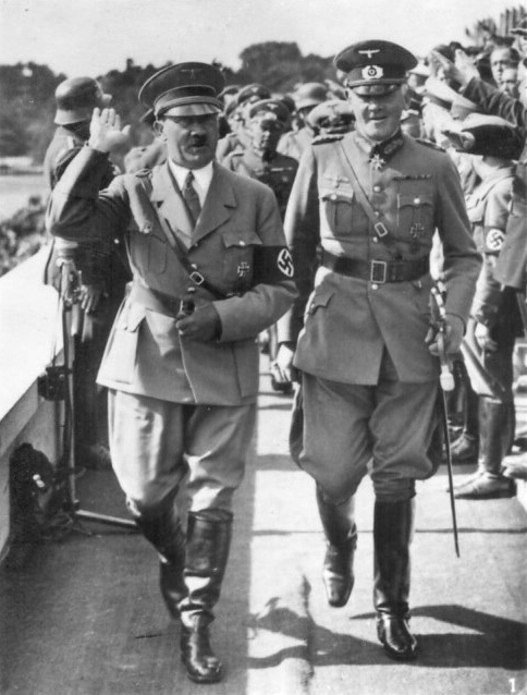 Adolf Hitler and Werner von Blomberg at the Tag der Wehrmacht in Nuremberg